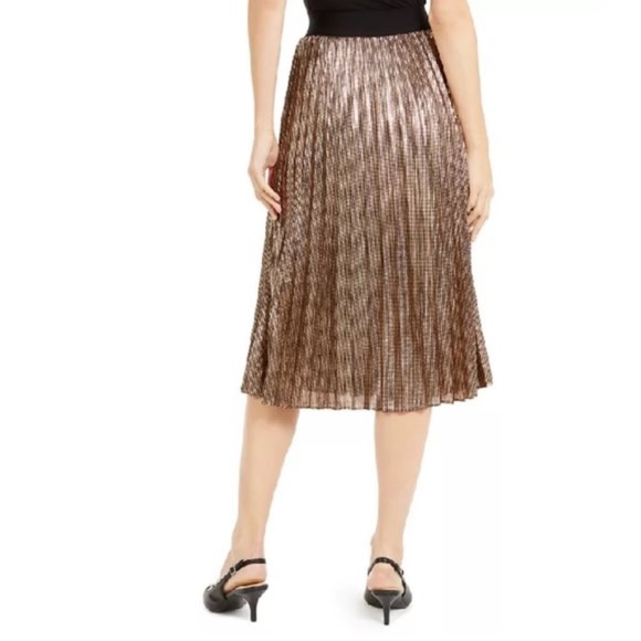 Alfani Pleated Metallic Midi Skirt - Picture 2 of 7